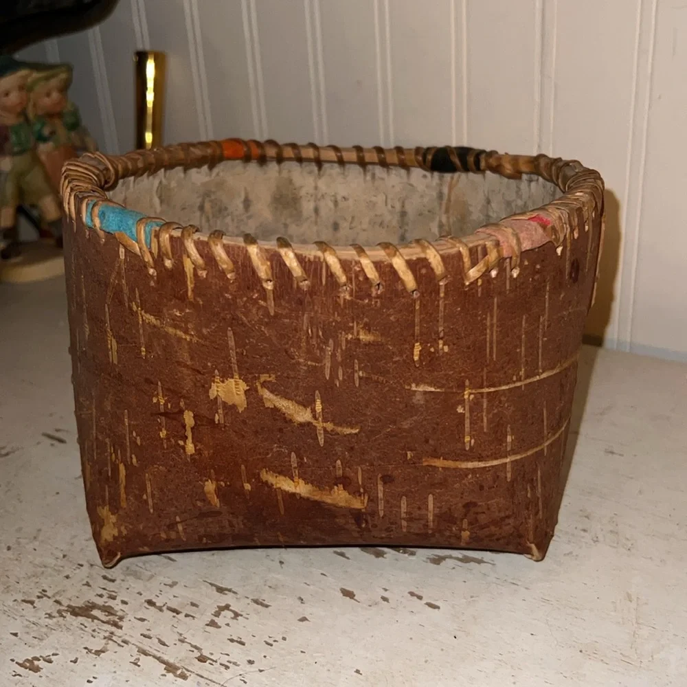 Rustic Brown Birch Bark Basket